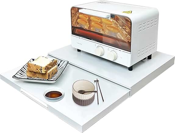 White Carbon Steel Microwave Countertop Stand