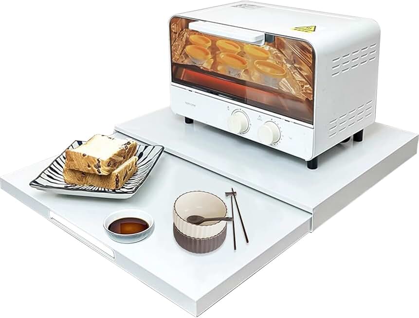 White Carbon Steel Microwave Countertop Stand