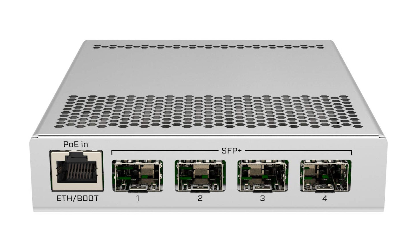 5-Port Desktop Switch, 1 Gigabit Ethernet Port, 4 SFP+ 10Gbps Ports (CRS305-1G-4S+IN)