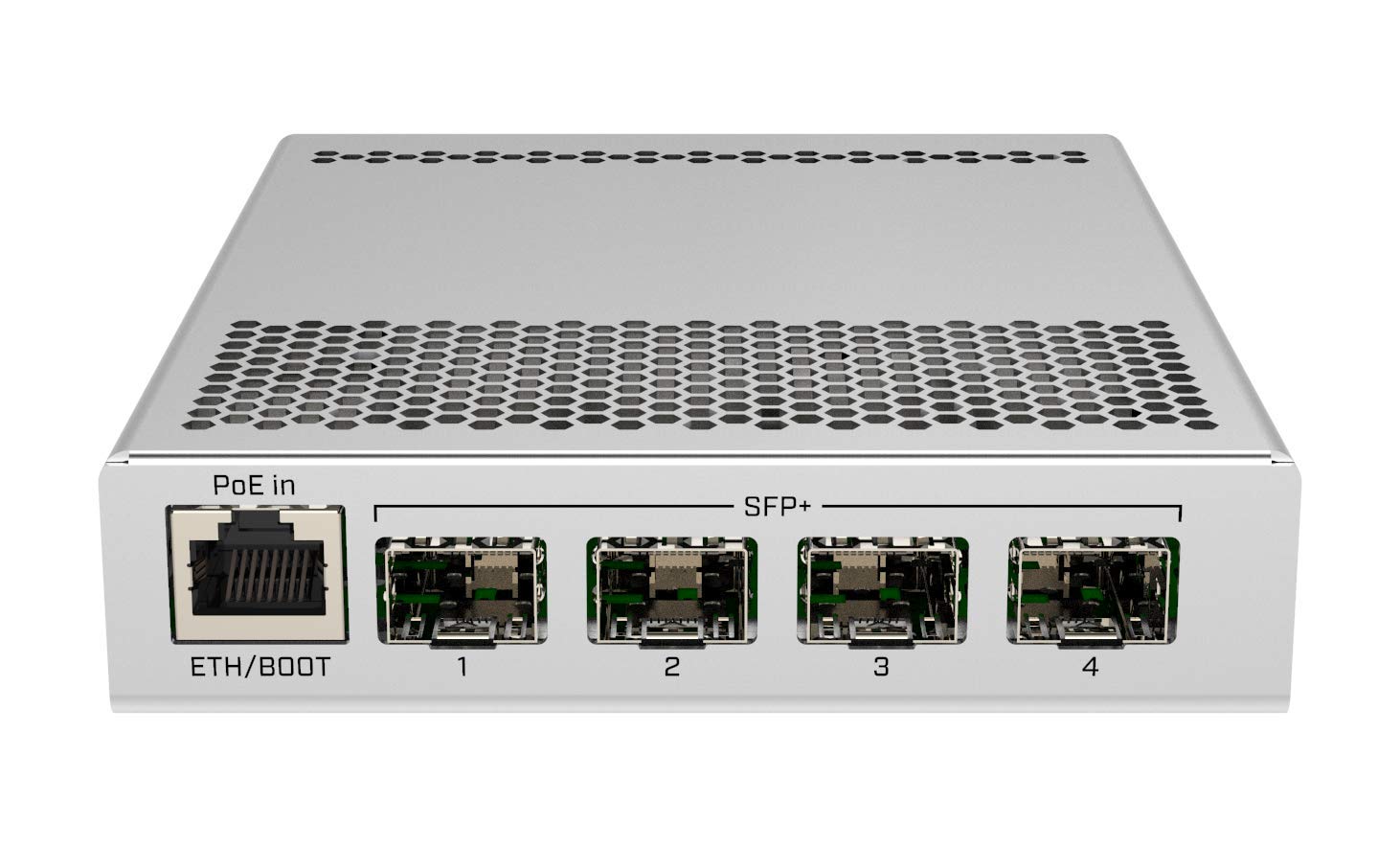 5-Port Desktop Switch, 1 Gigabit Ethernet Port, 4 SFP+ 10Gbps Ports (CRS305-1G-4S+IN)