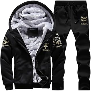 Men's Winter Fleece Hooded Tracksuit 2-Piece Set