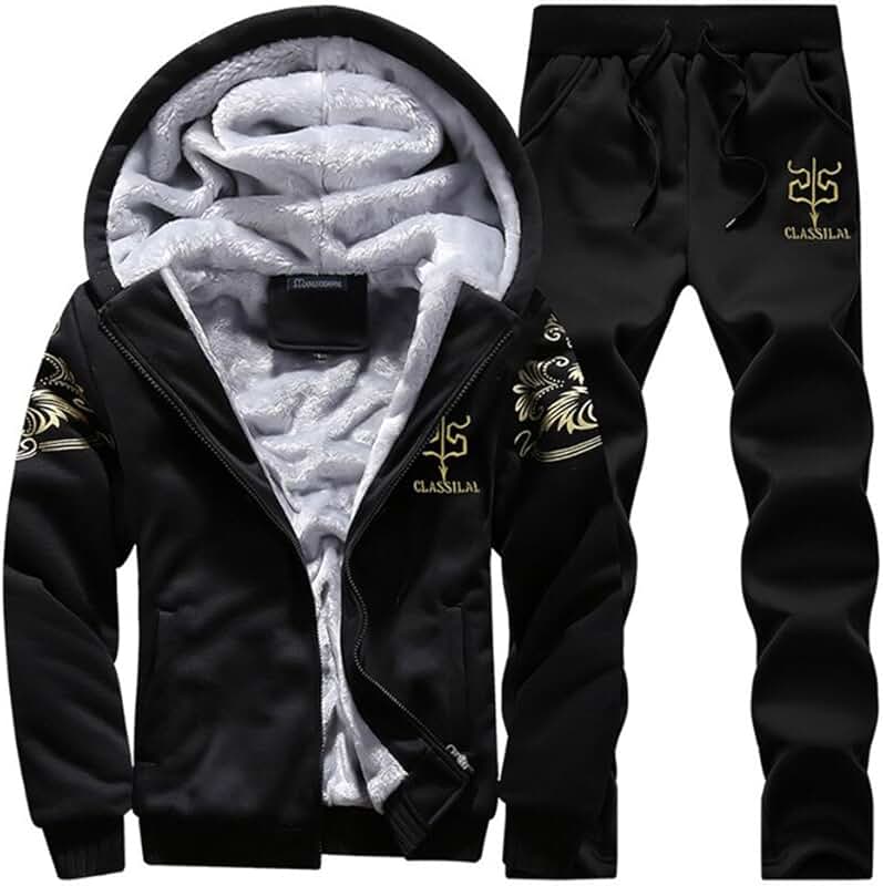Men's Winter Fleece Hooded Tracksuit 2-Piece Set