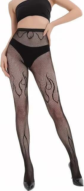 Women's Fire Patterned Fishnet Tights