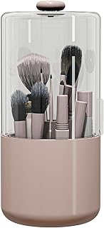 Pink 360° Rotating Makeup Brush Holder with Dust Cover