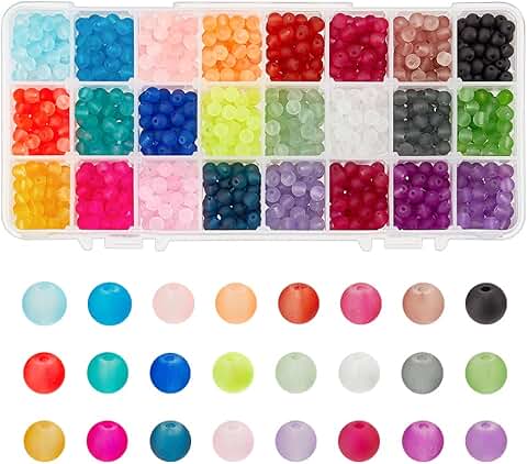 1560pcs 24-Color Frosted Glass Beads for Jewelry Making