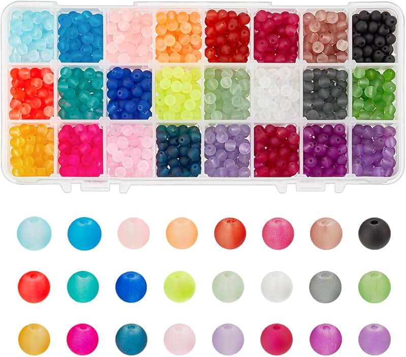 1560pcs 24-Color Frosted Glass Beads for Jewelry Making