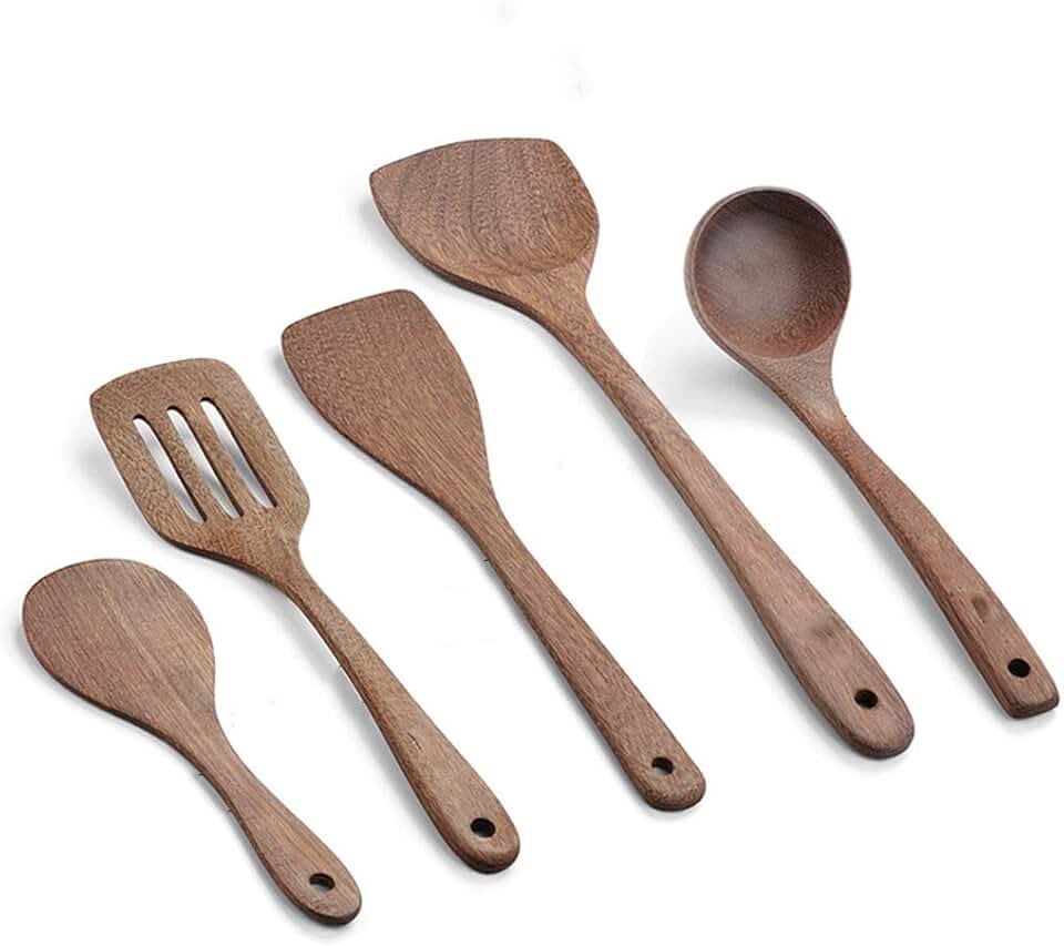 Wooden Kitchen Utensil Set with Spatula and Spoon