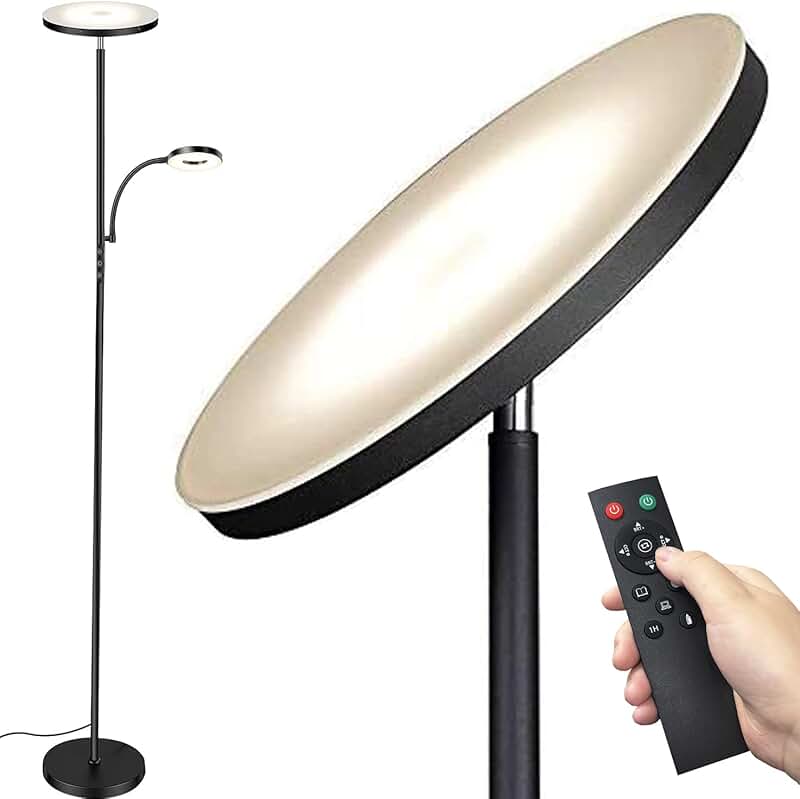 Bright Dimmable LED Floor Lamp with Remote and Touch Control