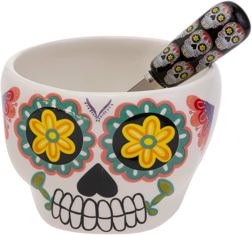 Ceramic Bowl and Spreader Set for Day of the Dead