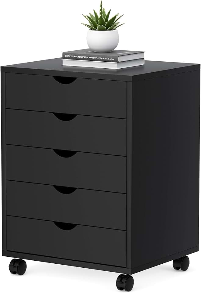 5-Drawer Mobile File Cabinet for Desk Storage