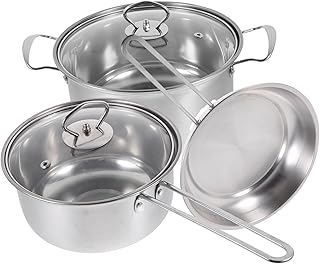 Stainless Steel Cookware Set with Soup and Frying Pans