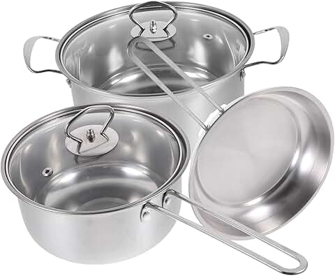 Stainless Steel Cookware Set with Soup and Frying Pans