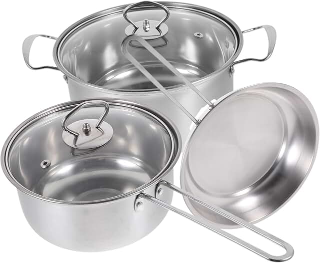 Stainless Steel Cookware Set with Soup and Frying Pans
