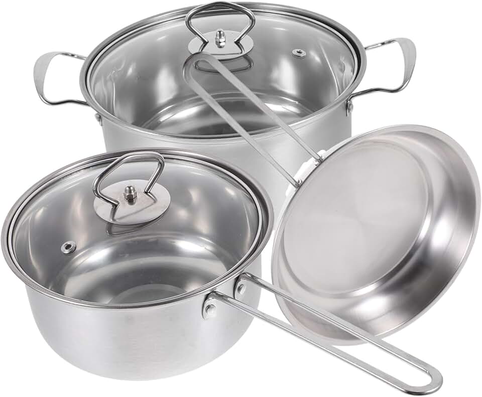 Stainless Steel Cookware Set with Soup and Frying Pans