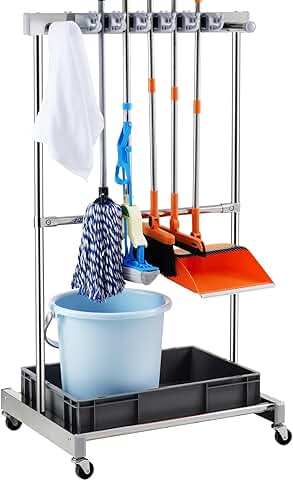 Garden Tool Organizer with 10 Slots and Hooks