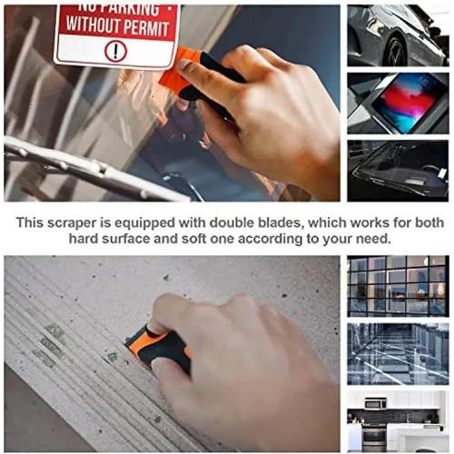 MODAIO-21pcs Razor Blade Scraper, Double Edge Razor Scraper Remover Tool With Razor Blades For Labels Stickers Decals Removal Auto Window Tint Vinyl Tool Application