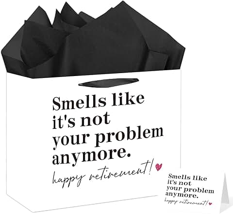 Black and White Retirement Gift Bag with Card and Tissue
