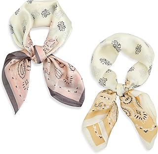 Square satin silk head scarf for women