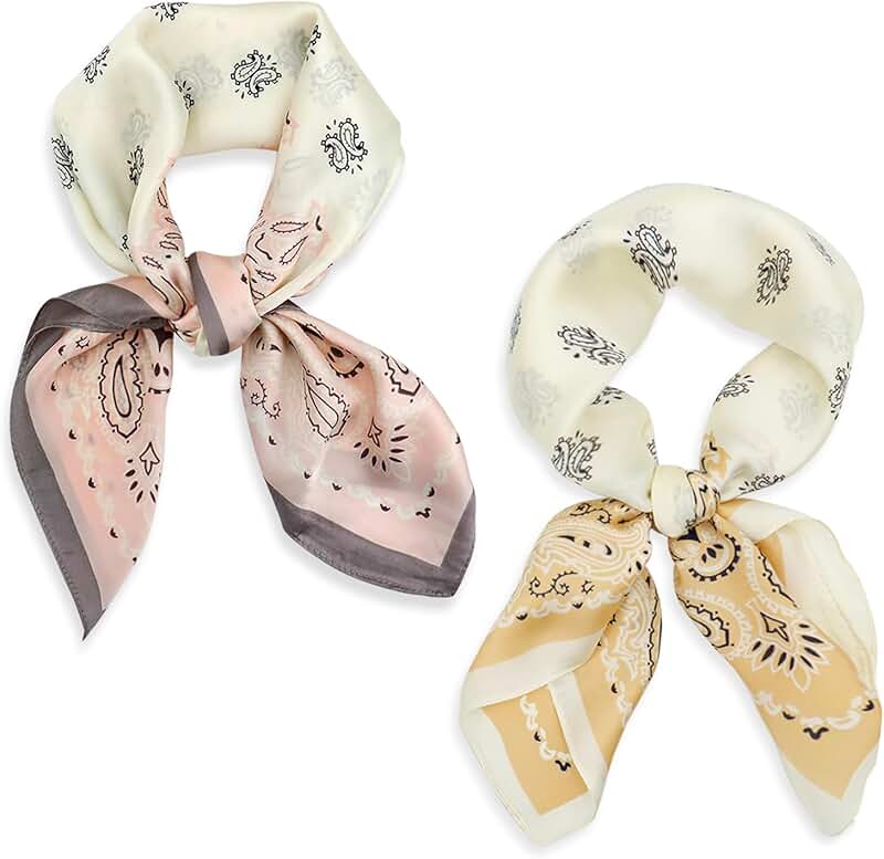 Square satin silk head scarf for women