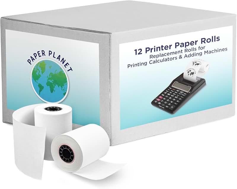 Adding Machine Paper Rolls for Finance and Tax Professionals, 12 Rolls