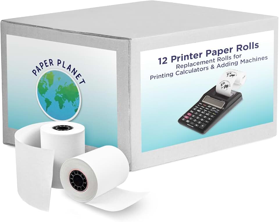 Adding Machine Paper Rolls for Finance and Tax Professionals, 12 Rolls