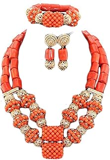 2018 Coral Bead Jewelry Set for Weddings