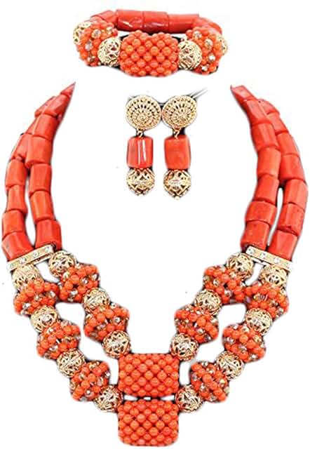 2018 Coral Bead Jewelry Set for Weddings