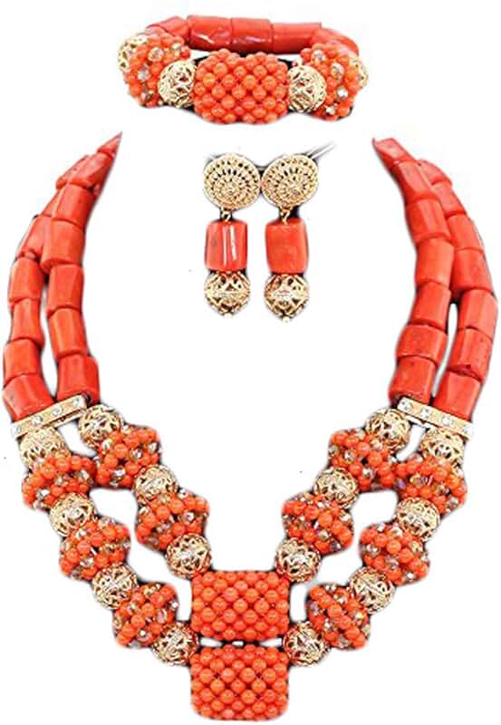 2018 Coral Bead Jewelry Set for Weddings