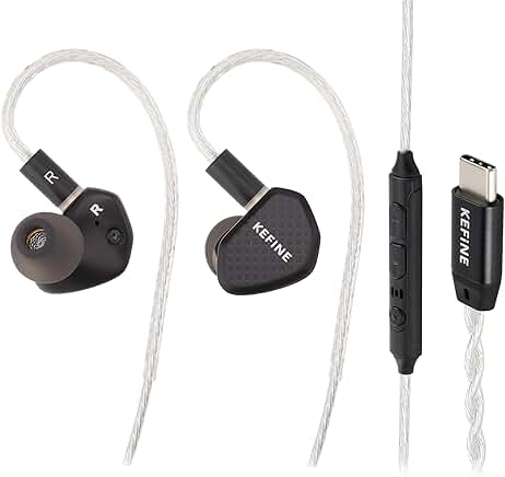 Wired USB-C Earbuds with 10mm Driver and Replaceable Nozzles