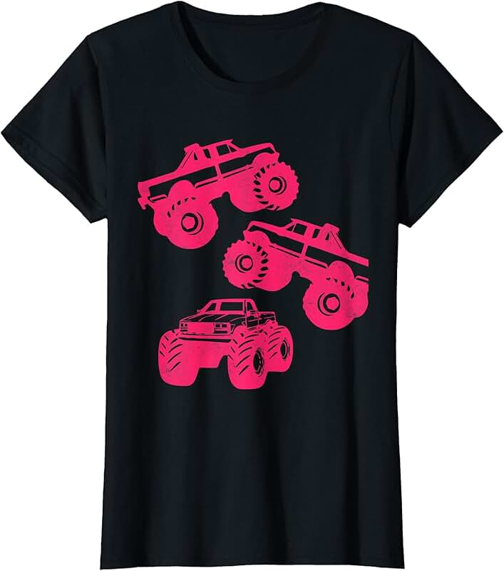 Pink Monster Truck Shirt for Girls and Toddlers
