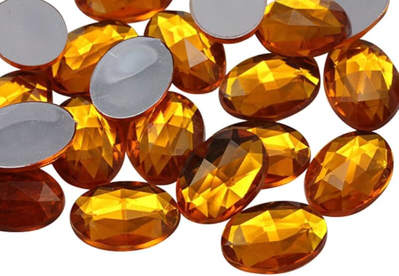 Gold Topaz Oval Acrylic Rhinestones, 20 Pieces