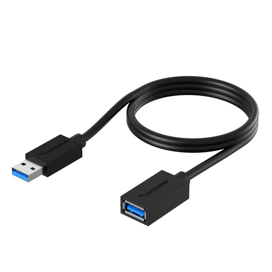 22AWG USB 3.0 extension cable, A-male to A-female, 3 feet, black