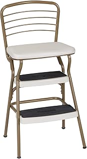 Retro Gold and Cream Chair with Step Stool