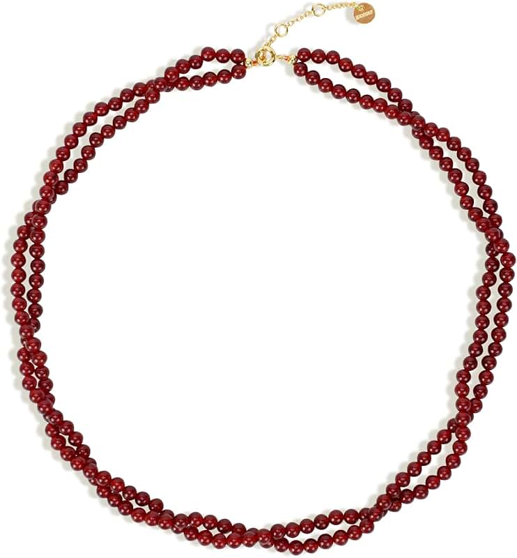Beaded Gemstone Necklace for Women, Boho Style, 15" + 3.14" Extender
