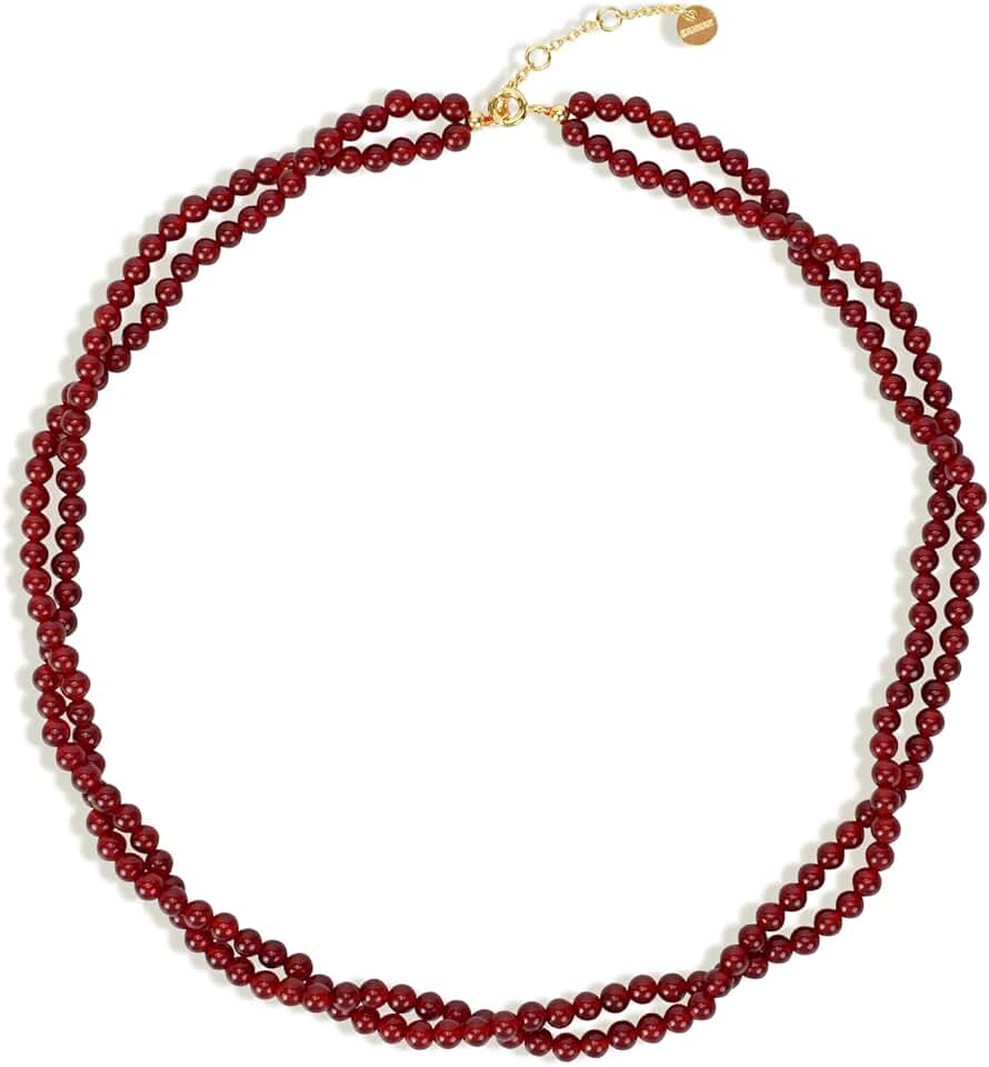 Beaded Gemstone Necklace for Women, Boho Style, 15" + 3.14" Extender