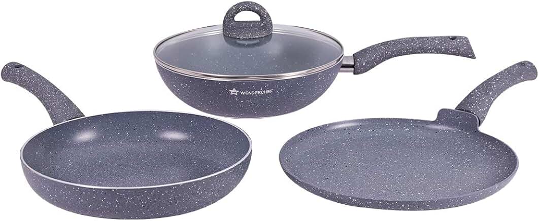 4-Piece Nonstick Cookware Set with Lids and Wok