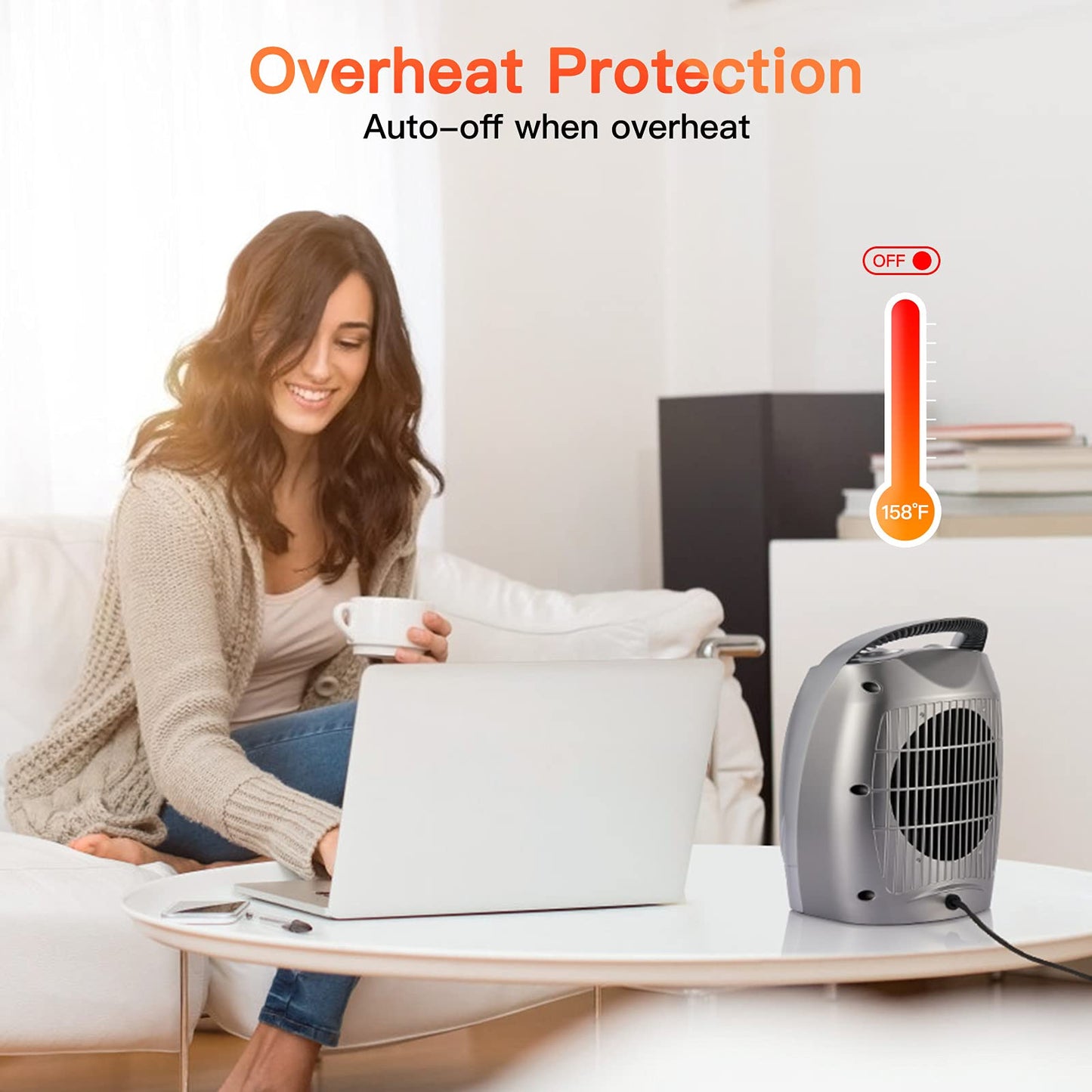 Portable Electric Space Heater 1500W/750W Personal Room Heater with Thermostat, Small Desk Ceramic Heater with Tip Over and Overheat Protection ETL for Office Indoor Bedroom  Silver 