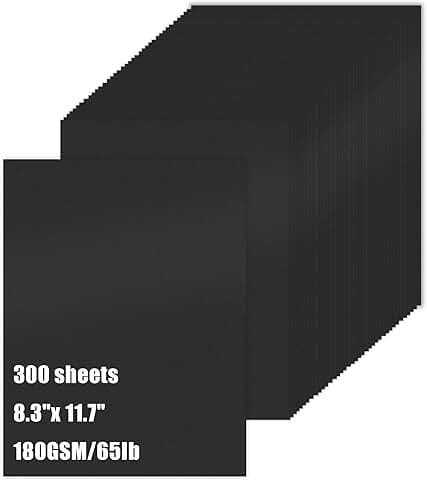 Black Cardstock Paper, 8.3" x 11.7", 300 Sheets