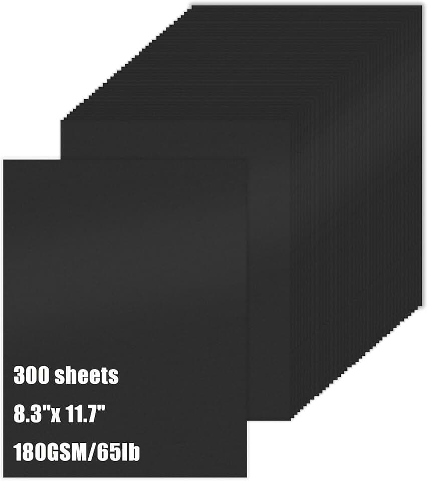 Black Cardstock Paper, 8.3" x 11.7", 300 Sheets