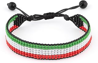 Handmade Beaded Kuwait Flag Bracelet, Adjustable and Durable
