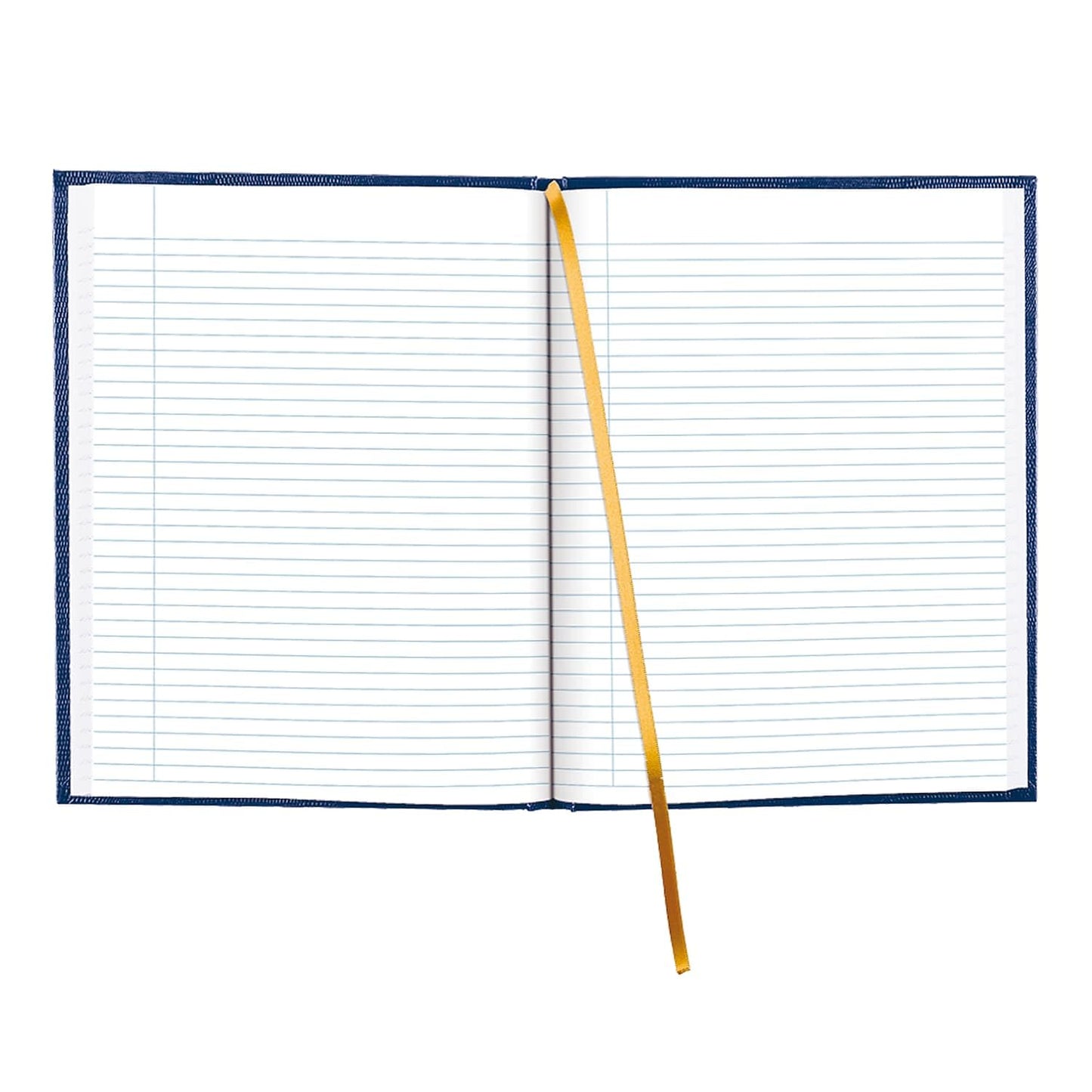 Blue hardcover journal with ribbon bookmark and 150 pages