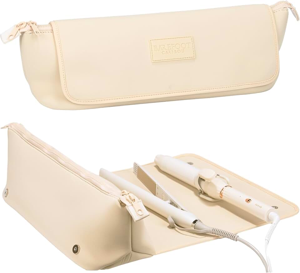 Travel Hair Tool Bag with Heat-Resistant Mat and Pockets
