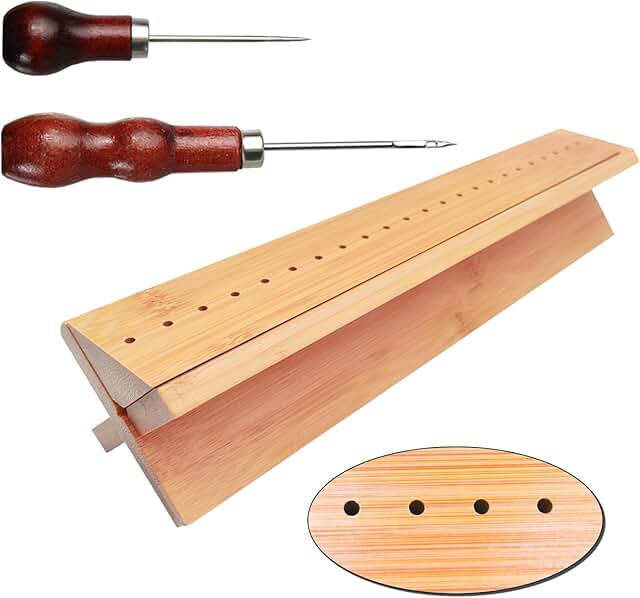 Bamboo Book Binding Cradle with 2 Awls and Guide