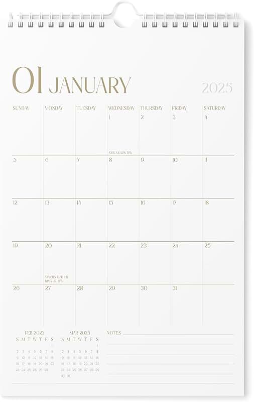 Vertical 2025 Wall Calendar, 11x17 inches, June 2026