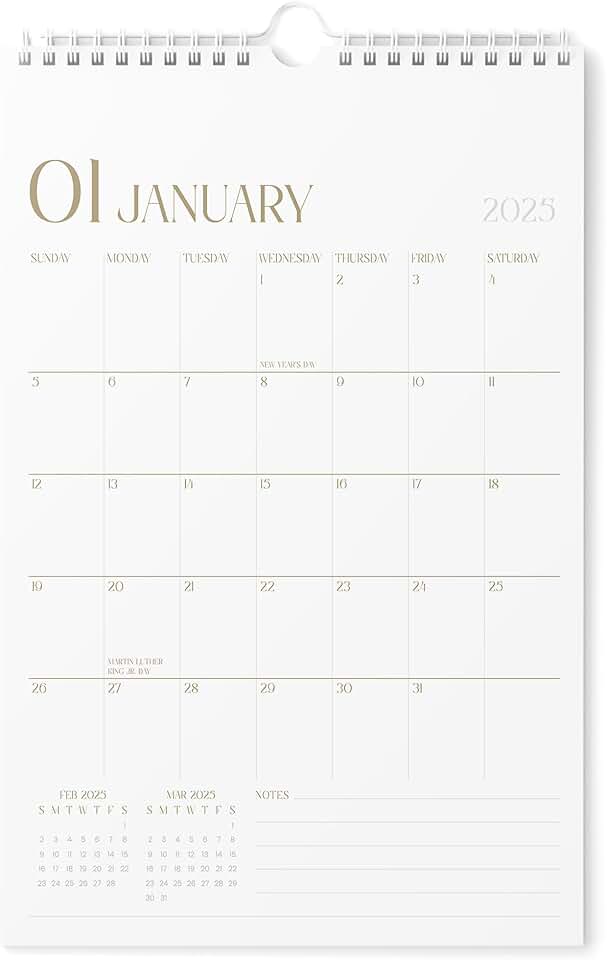 Vertical 2025 Wall Calendar, 11x17 inches, June 2026