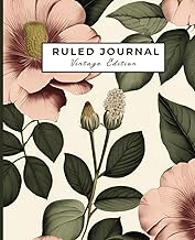 Vintage floral lined journal, 7.5" x 9.25", 120 pages