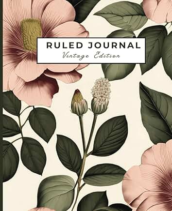 Vintage floral lined journal, 7.5" x 9.25", 120 pages