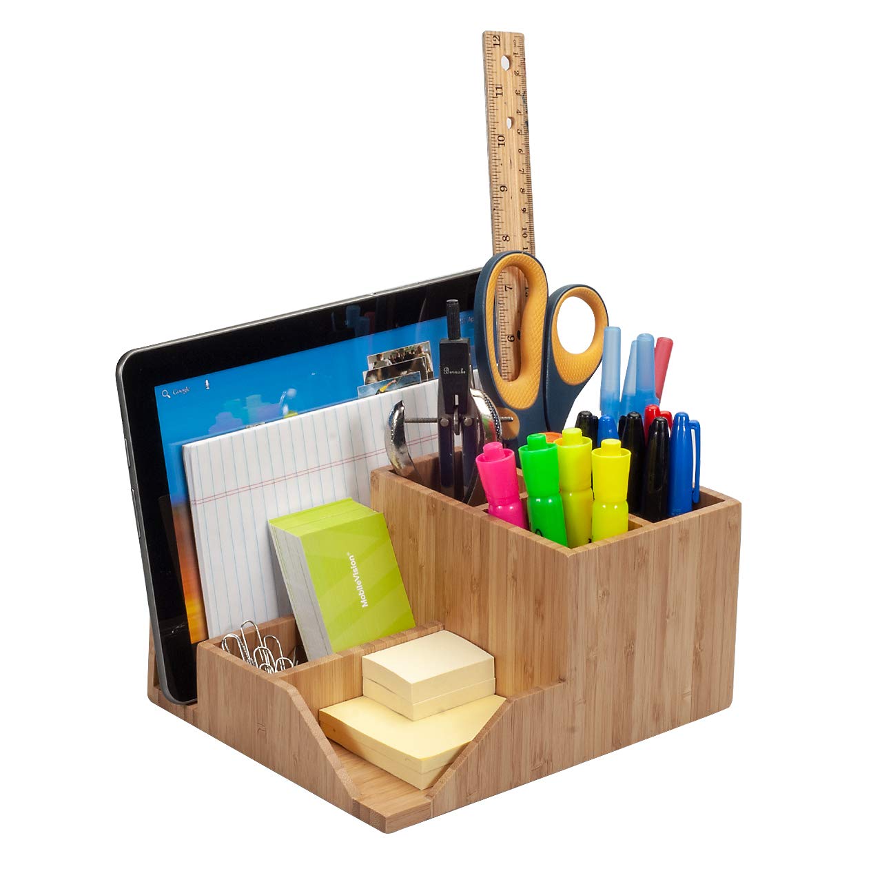 Bamboo Desktop Organizer for Stationery Items