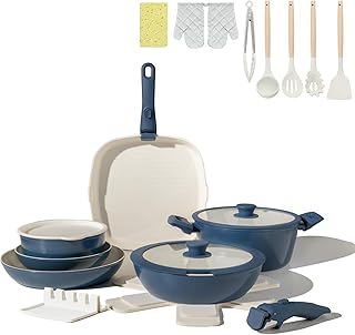 25-Piece Ceramic Nonstick Cookware Set with Removable Handles