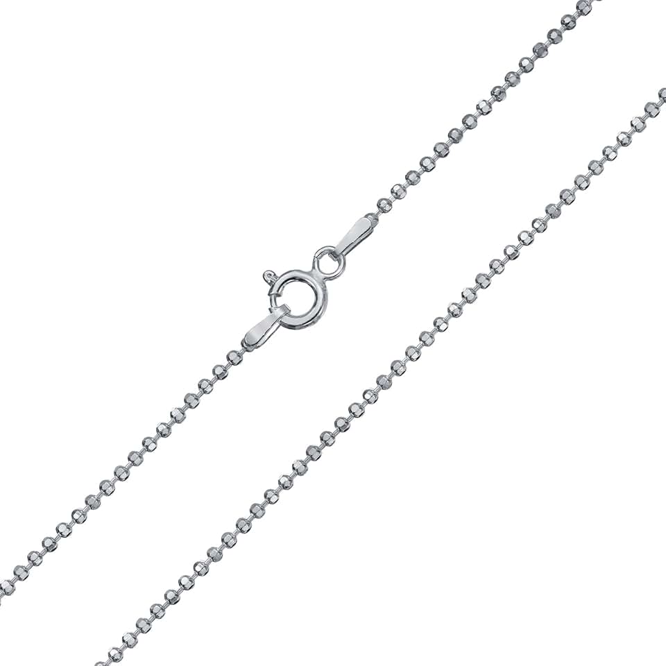 Sterling Silver Diamond Cut Ball Bead Chain Necklace